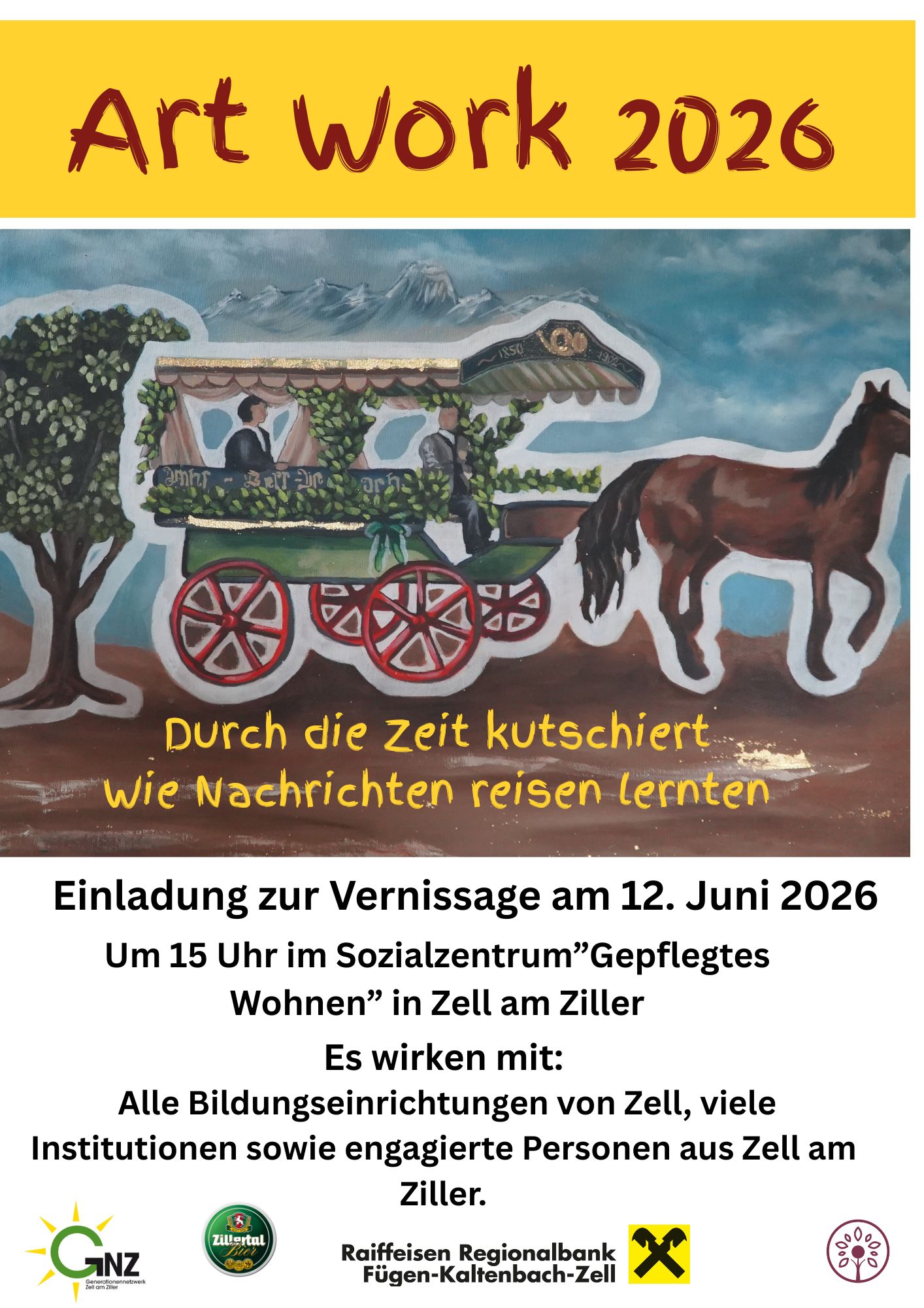 Plakat Art Work 2026 - Vernissage am 12.06. im SZ Zell