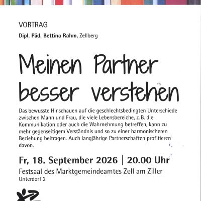 Plakat Vortrag: Meinen Partner besser verstehen